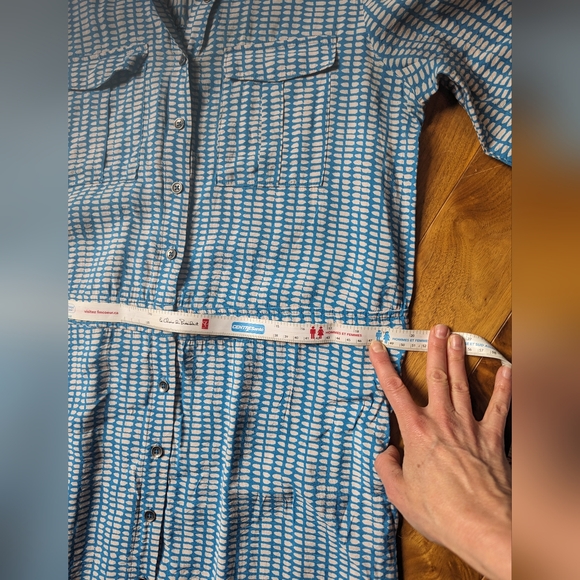 ANTHROPOLOGIE MAEVE Jemima Midi Shirt Dress Tie Waist Blue White Size 10 GUC - Picture 6 of 10